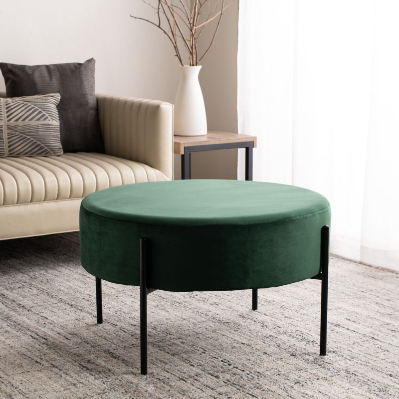 Repose-pieds de cocktail rond en velours 31,5 po Lisbon, Velours vert malachite