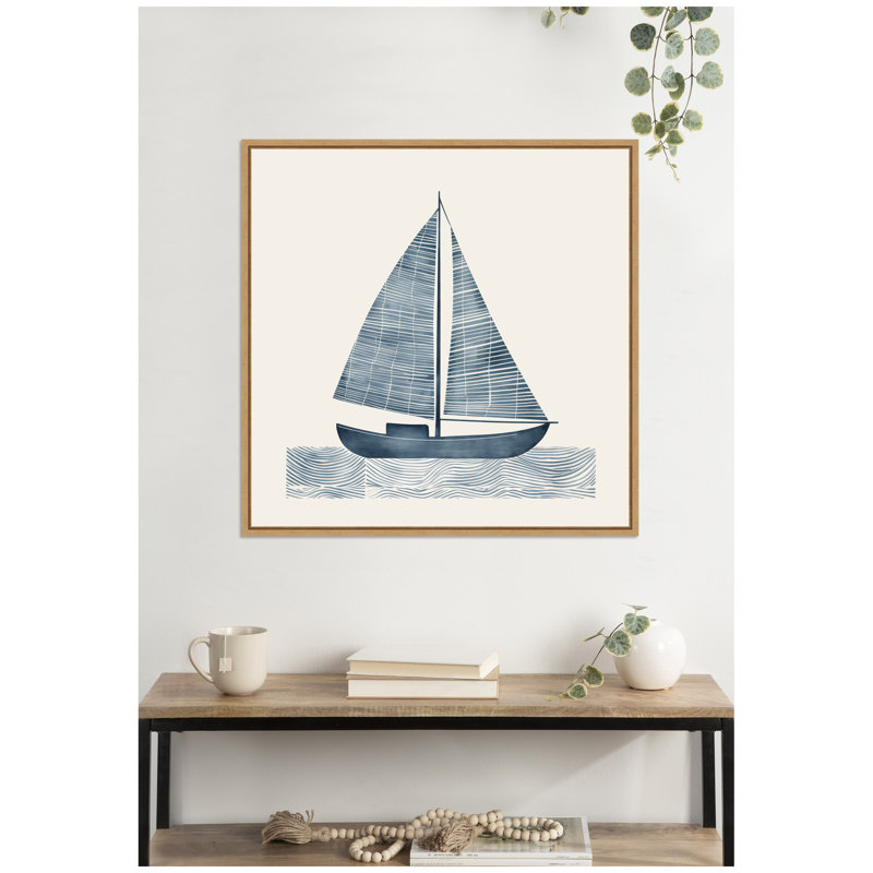 «Nautical Blue Sailboat SQ Expansion» par The Creative Bunch Studio, reproduction d'art sur toile encadrée
