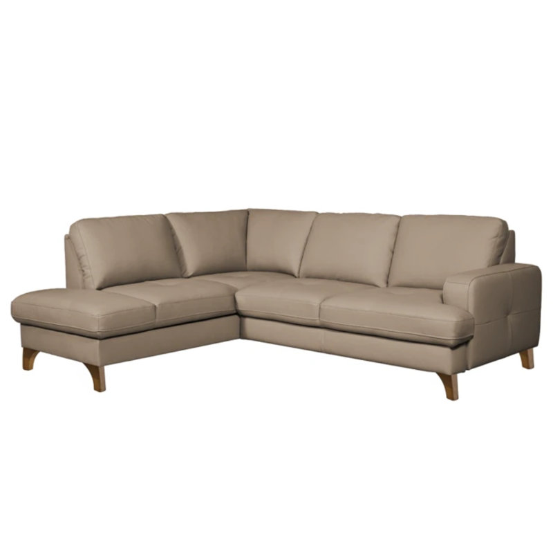 Damar Leather Corner Sofa with Sleeping Function and Storage, Damar Tan Genuine Leather, Left Hand Facing