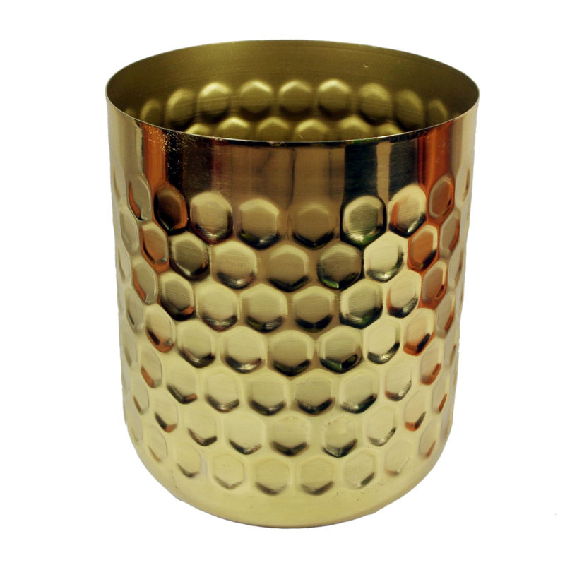 Concepcion Handmade Metal Cachepot, Gold
