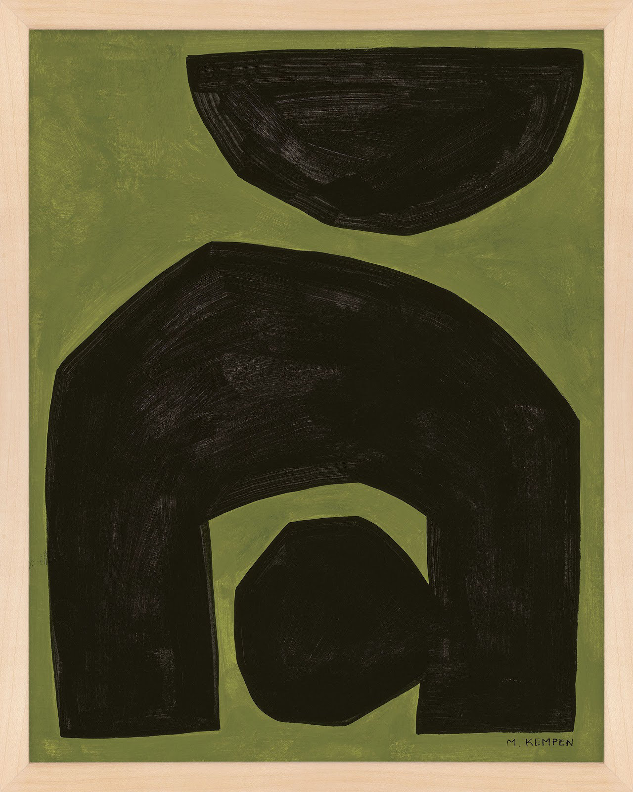 Lyndsey "Module on Green 2" Painting, Yellow, 30" H x 24" W x 1.25" D