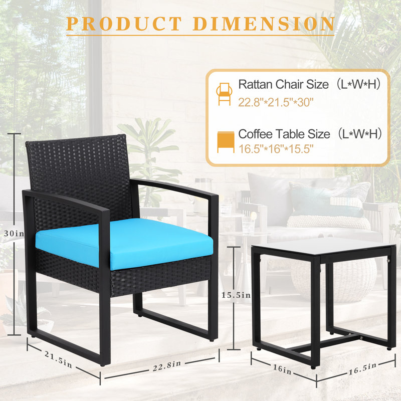- Person Patio Conversation Set, Blue