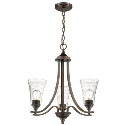 Millennium Lighting Natalie 3-light Shaded Classic / Traditional Chandelier In Rubbed Bronze