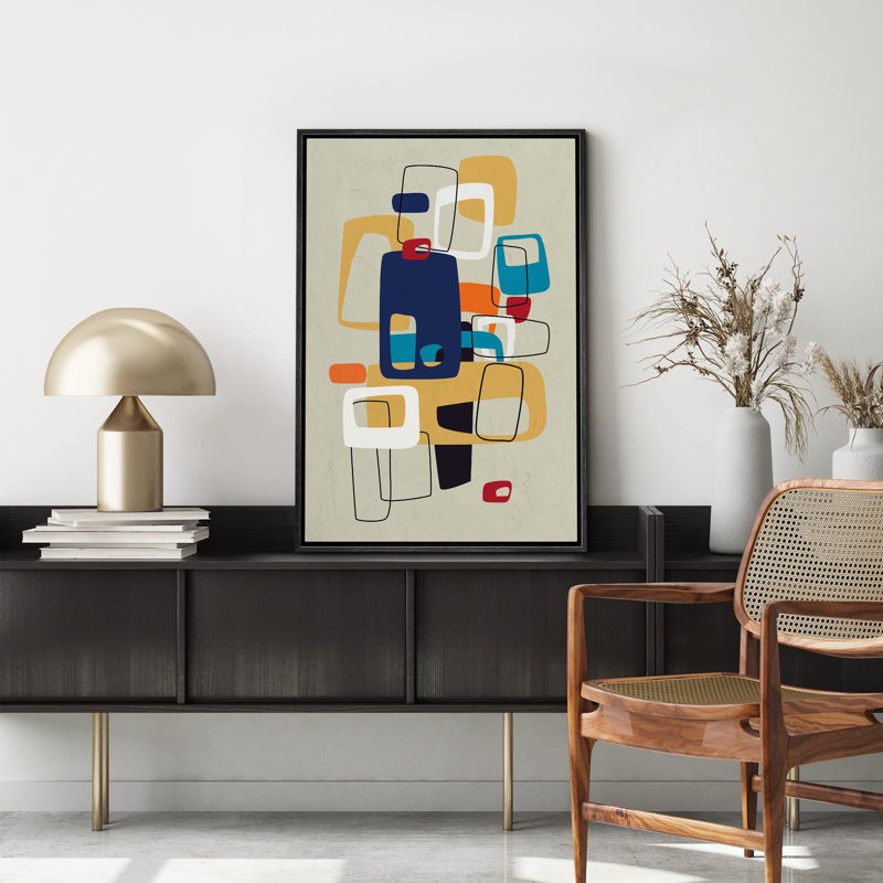 Forme Mid-Century «Mid-Century Modern Colorful Polygon Collage» sur, H 24 po x l 16 po, Noir