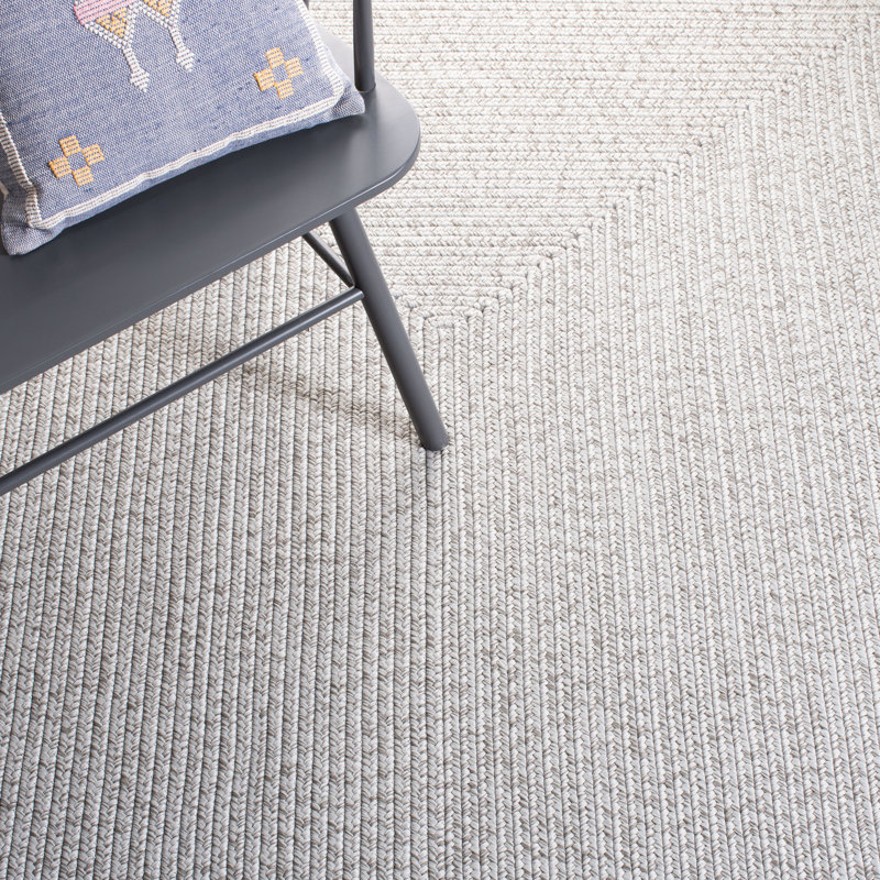 Edie Braided Indoor/Outdoor Rug, Oval 6' x 9', Gray Silver