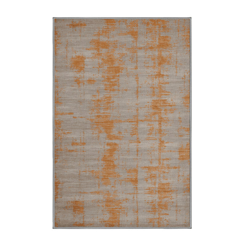 Machine Washable Abstract Gray Area Rug, Rectangle 4' x 6'