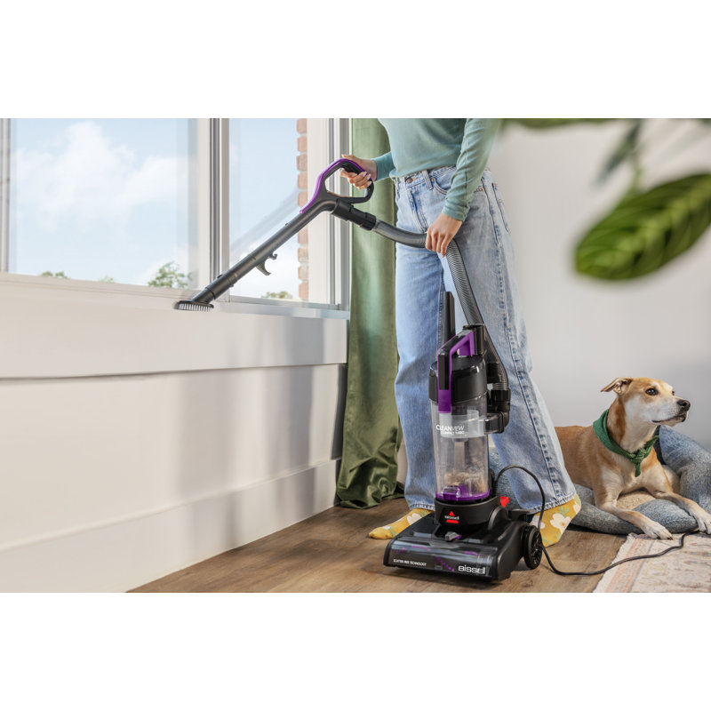 Compact Black and Purple Bagless Upright Vacuum Cleaner for Pets
