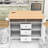 Large Folding Storage Kitchen Island with Power Outlet and Drawers-493516147