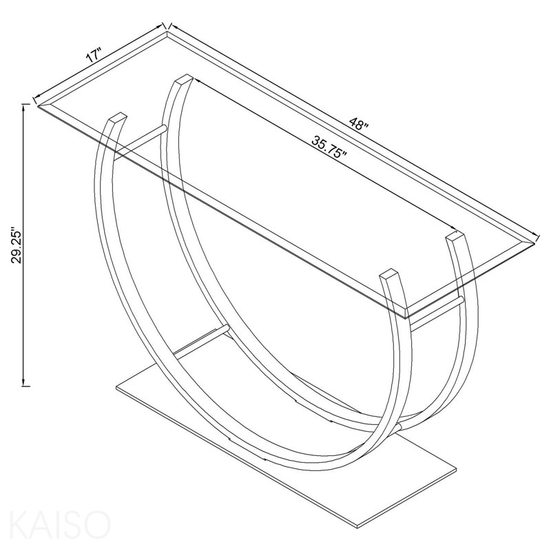Console en verre, cadre chromé pour le salon - Chrome, 29.25" H x 48" W x 17" D