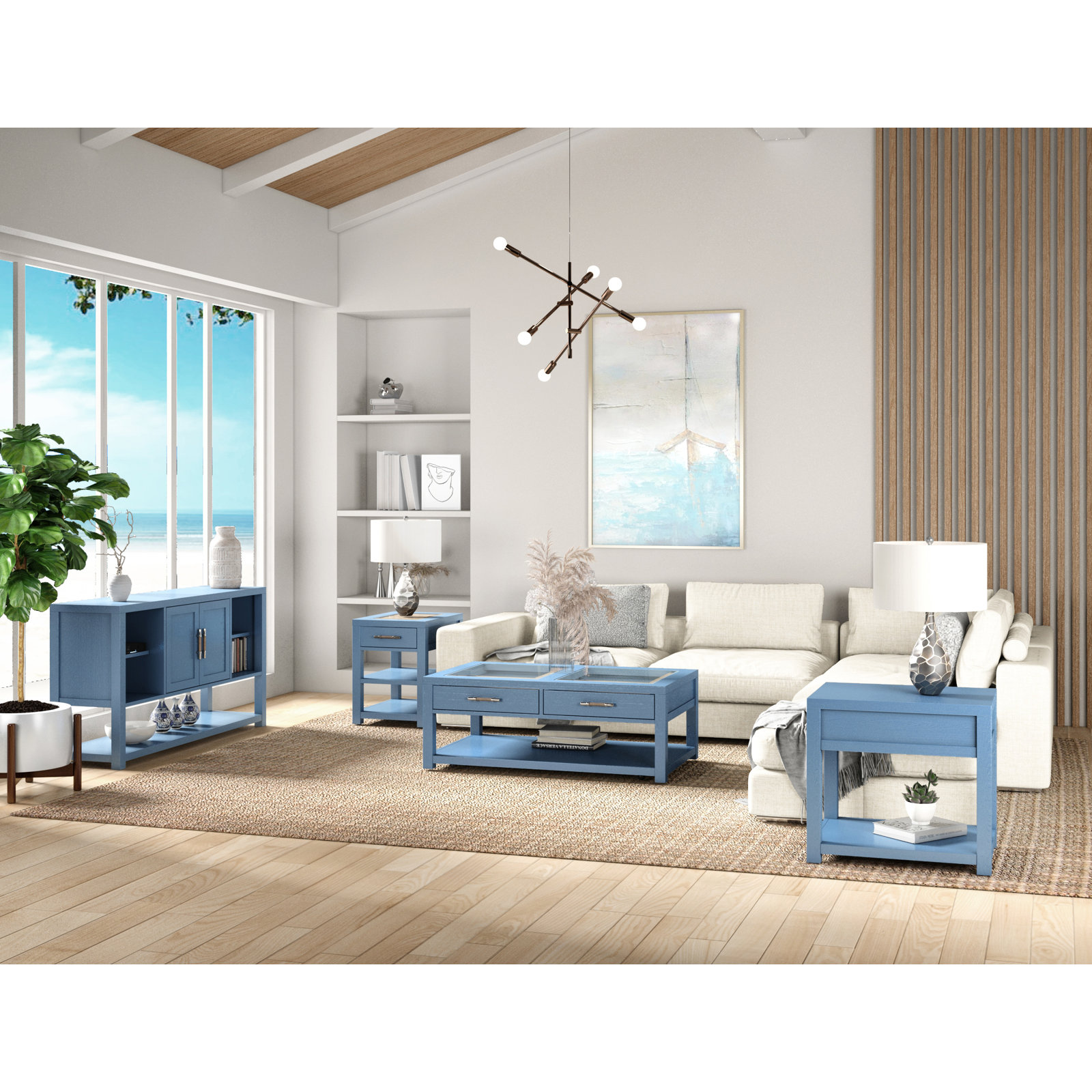 Silvia Rectangular Coffee Table, Blue