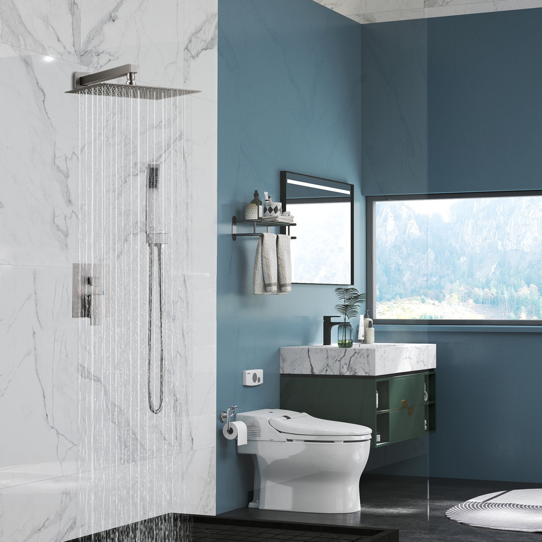 10 inch Bathroom Wall Mounted Rainfall Shower Head System with Faucet Rough-in Valve FORIOUS 