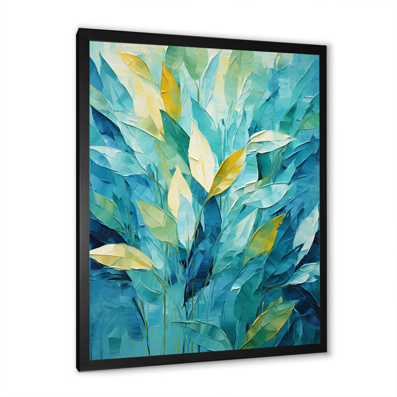«Blue Tropical Plants Mirage 1 - Jungle», art mural, H 40 po x l 30 po x P 1,5 po, Cadre photo noir simple