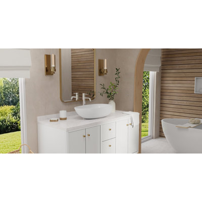 Lavabo de salle de bain vasque ovale en résine 24,4 po x 13,7 po Badeloft WB-01-G blanc brillant