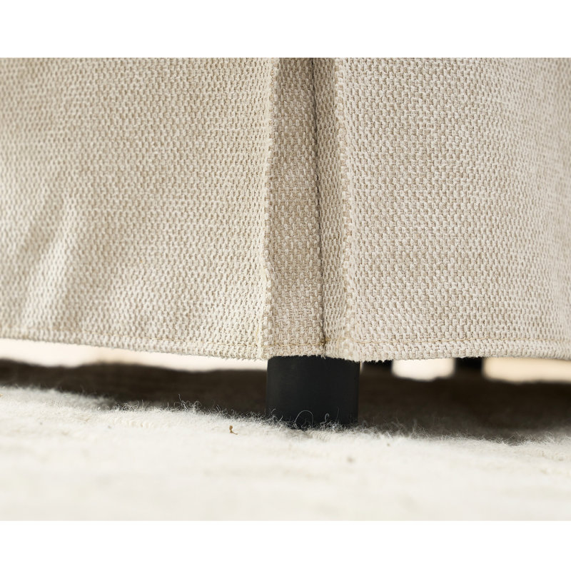 Canapé modulaire en L à 5 places avec revêtement en tissu moelleux beige et structure de soutien solide, Beige