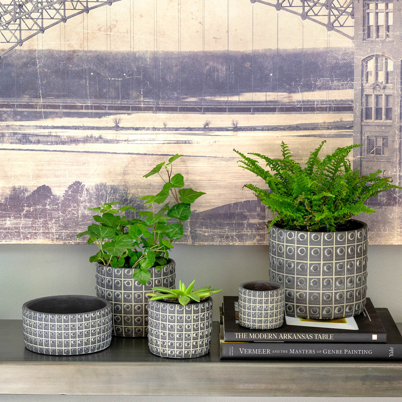 Cement/Sand Planter, 2.75"H x 6"W x 6"D