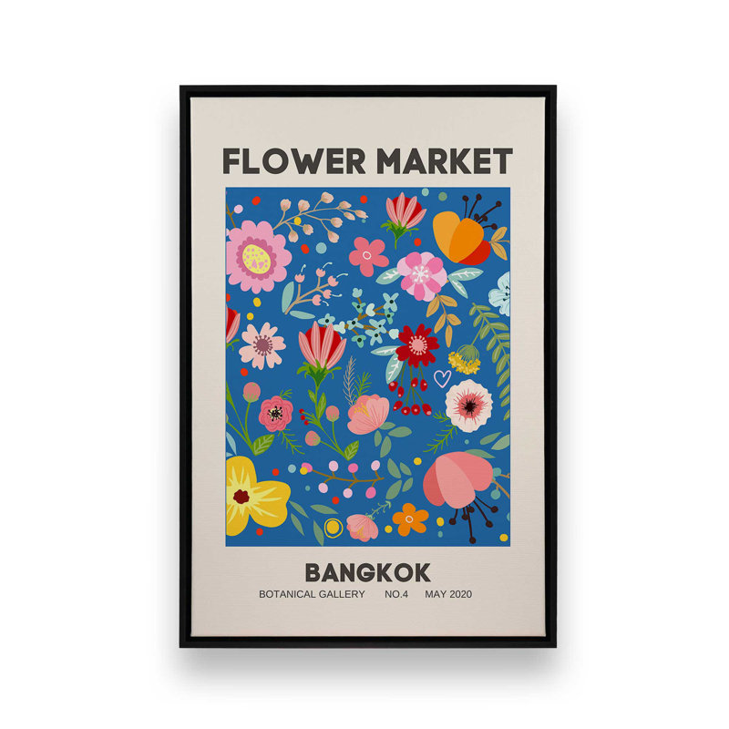 Impression sur toile encadrée, "Flower Market", H 18,75 po x l 12,75 po, Noir satiné
