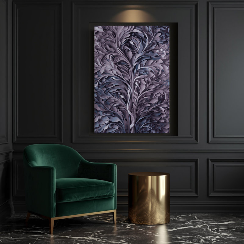 «Abstract Florals 84», art mural sur toile mauve, H 24 po x l 20 po