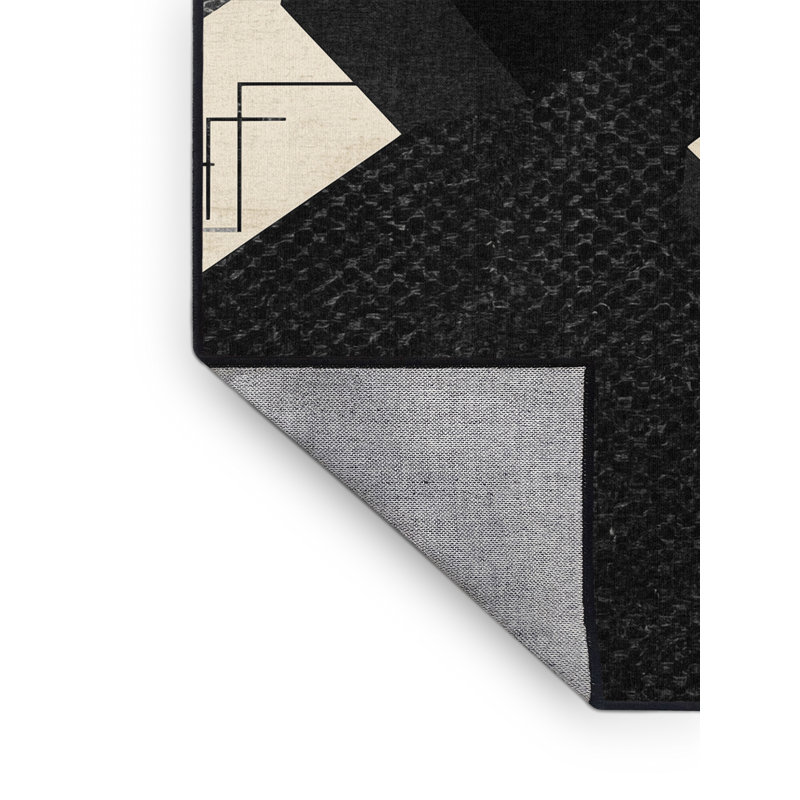 Machine Washable Rayan Dumbbells Modern Geometric Rug in Gray – Black Binding, 2x4