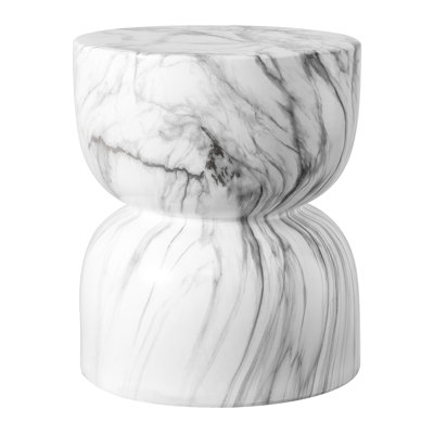 Gannuccelli 14.75" Contemporary Modern Marble Glaze Drum Indoor/Outdoor Garden Stool