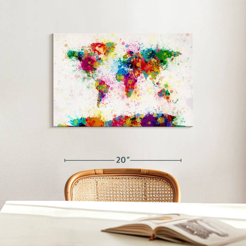 Aliaz World Map Paint Splashes III, 16" H x 24" W