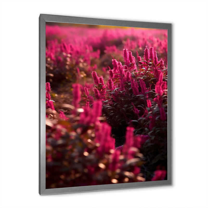 Abstraction florale fuchsia IV, Cadre photo argenté, H 32 po x l 16 po x P 1 po