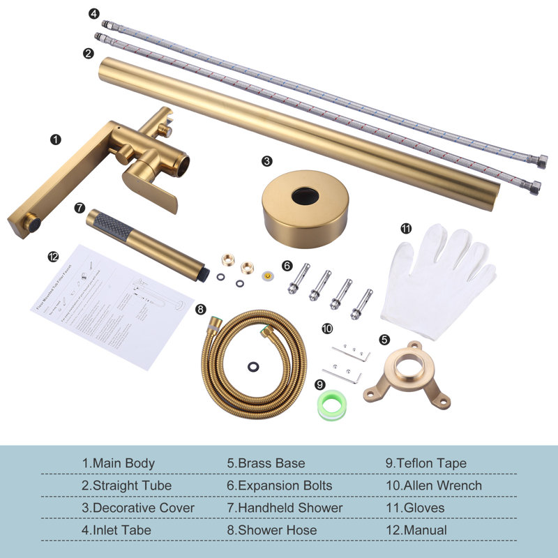 Single-Handle Claw Foot Tub Faucet With Hand Shower, Brushed Gold