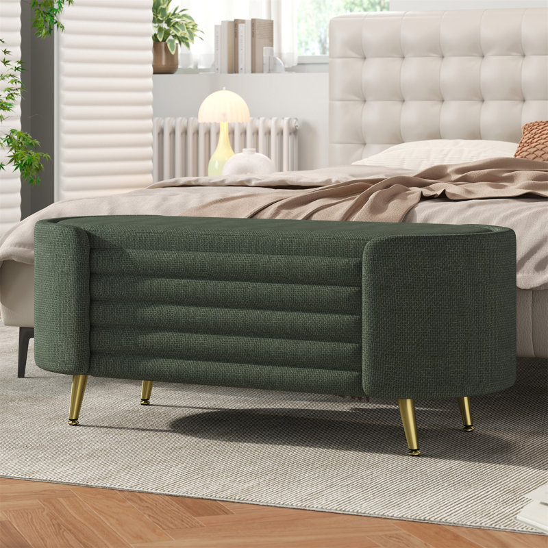 Repose-pieds moderne avec repose-pieds et banc de rangement pour le salon, Vert