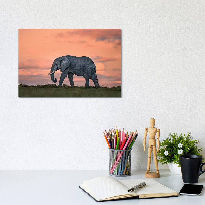 Elephant At Dusk by Xavier Ortega - Wrapped Canvas Gallery-Wrapped Canvas Giclée, 20.32 cm H x 30.48 cm W