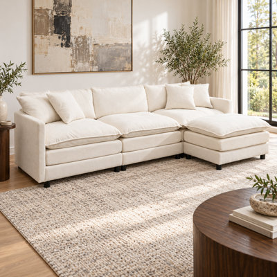 Canapé modulaire 108,27 ", canapé en L 4 places avec méridienne