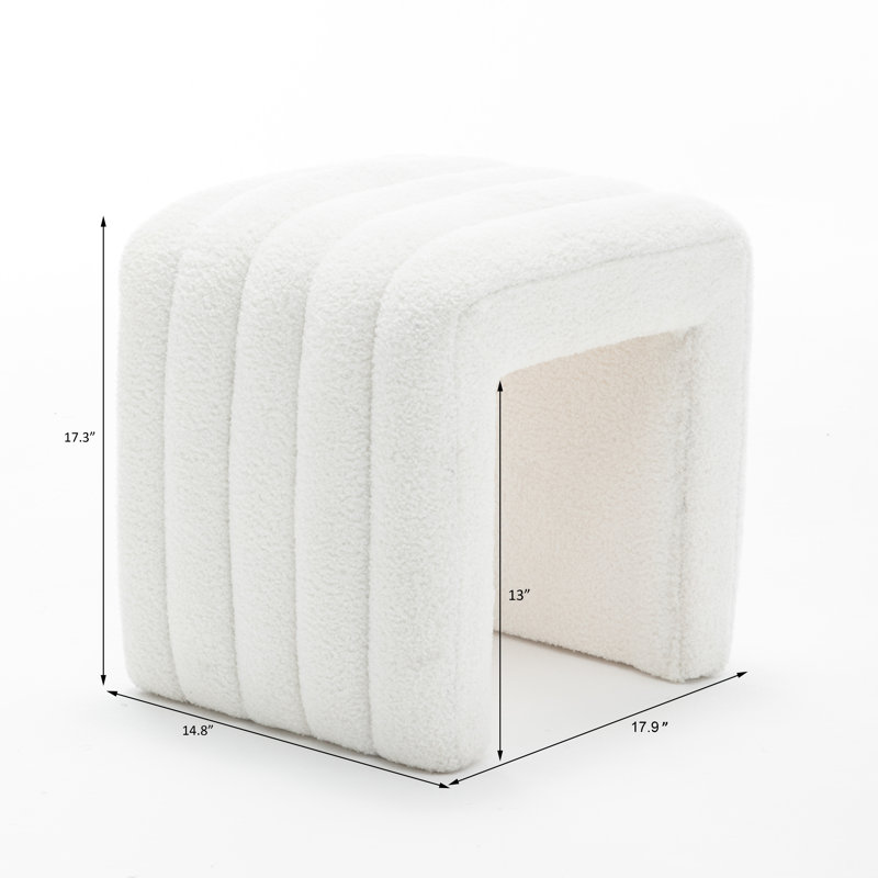 Tufted Upholstered Standard Ottoman, White