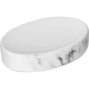 Natural Black Marble 5.1 in. Diam. Round Soap Dish, Bar Soap Tray Holder  for Bathroom Countertop, Kitchen Sink