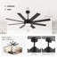 Ventilateur de plafond de 152 cm avec éclairage, télécommande/application/Alexa, grand ventilateur de plafond noir moderne avec DEL à intensité variable, moteur CC silencieux et réversible à 6 vitesses pour salon, cuisine et terrasse-1439499173