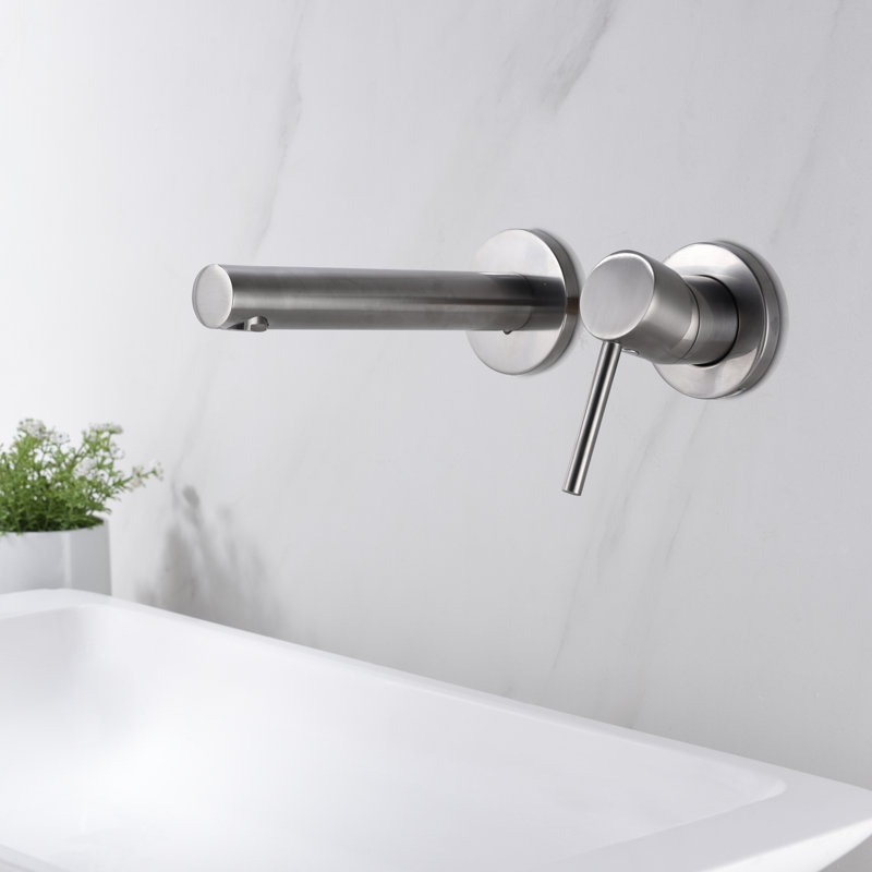 S1400XI Bathroom Sink Faucet Single Hole with Right-Handed, Modern Wall Mount Bathroom  Faucet, Silver