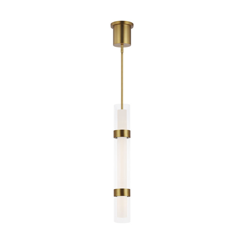 Wit 1 - Light Pendant, Aged Brass, 41.9" H x 6" W x 6" D