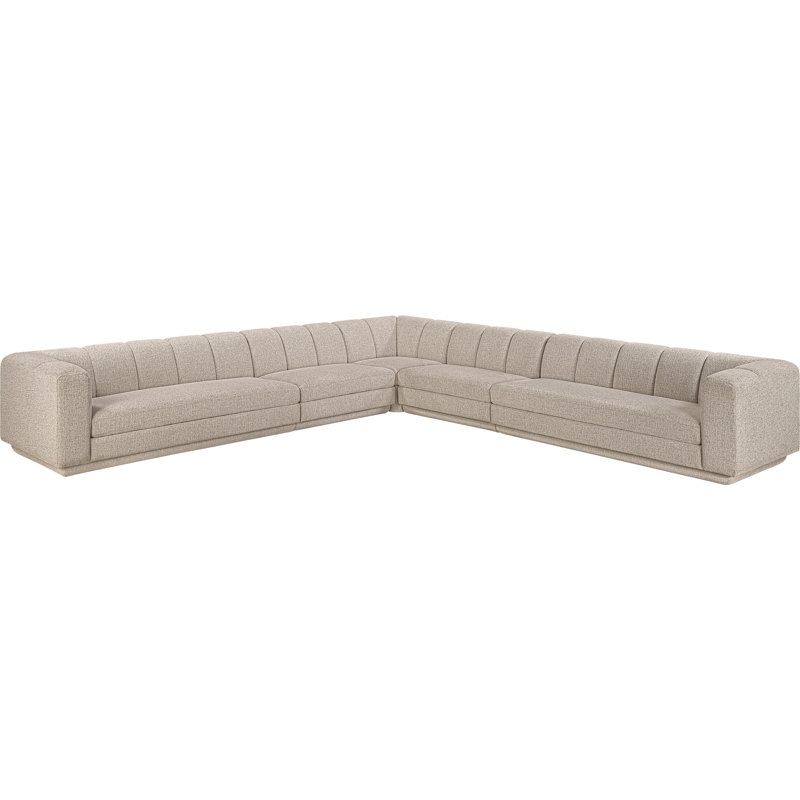 Tissu rembourré 5 pièces Landis Canapé modulaire modulaire, Tissu beige