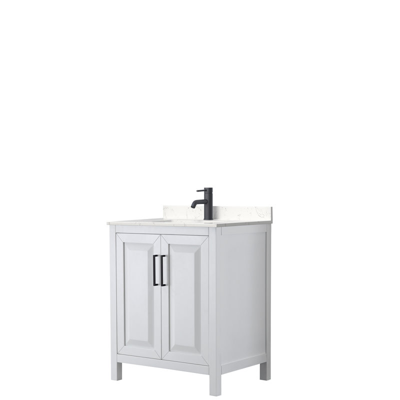 Daria 30'' W Single Vanity, White, White Cultured Marble, Brushed Gold