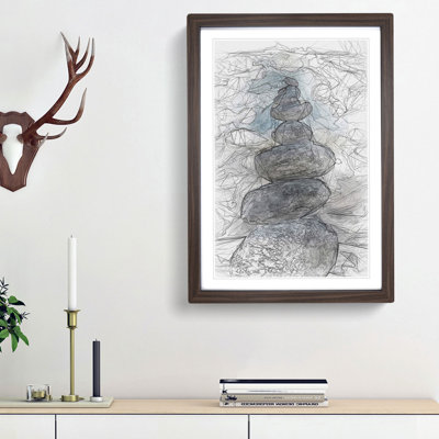 Stacked Zen Stones in Abstract - Framed Print
