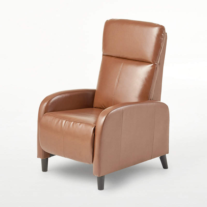 Agamjot Faux Leather Recliner, Light Brown Faux Leather