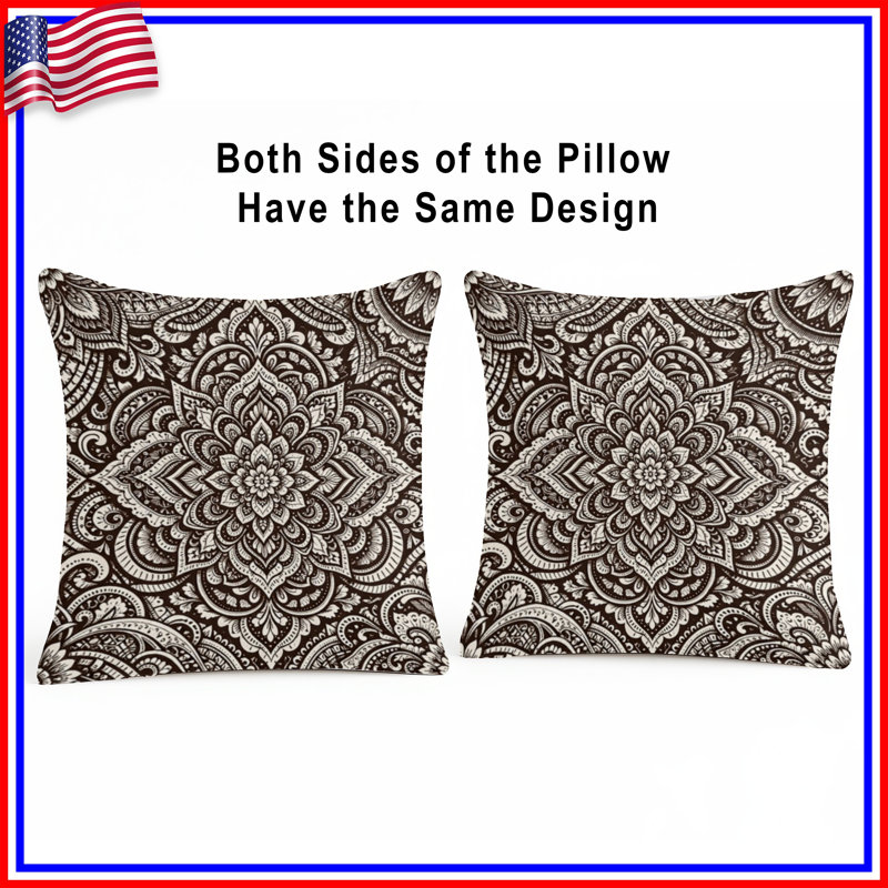 Intricate Mandala Pattern Double Sided Throw Pillows, 16 x 16 inches