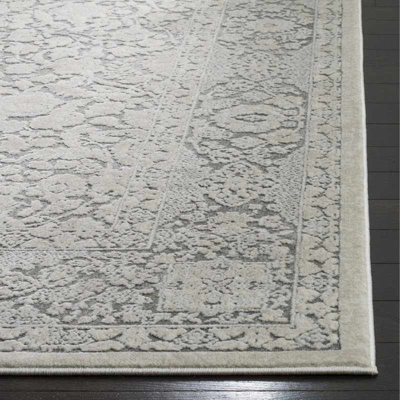 Calidia Oriental Dark Gray/Cream Area Rug, Rectangle 3' x 5'