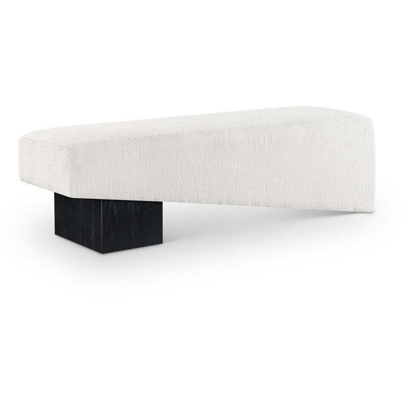 Banc en tissu Alora, Tissu crème en polyester, Noir, noir, noir, noir