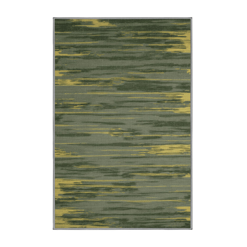 Machine Washable Abstract Brown Area Rug, Runner 2' x 5'