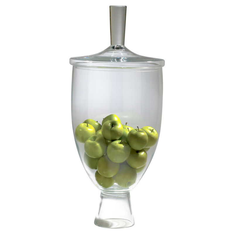 Tall Clear Glass Decorative Storage Jar with Lid