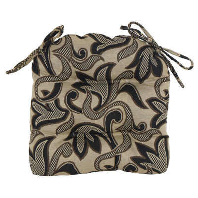 16-Inch Rounded Back Woven Tapestry Tufted Chair Cushions (Set Of 2) by Blazing Needles