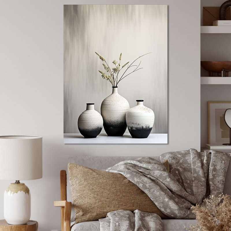 Céramique moderne, poterie 1 - décoration murale bohème, Toile tendue, H 32 po x l 24 po x P 1 po