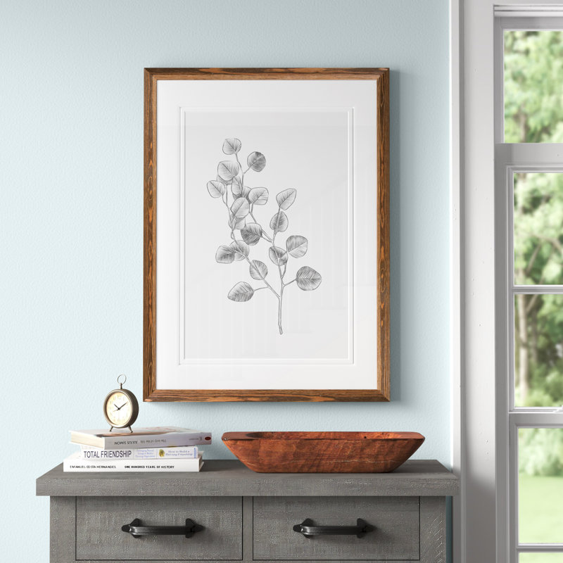 " Eucalyptus Sketch IV ", Maple Framed Print, 38" H x 28" W x 1.3" D