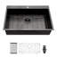 Évier de cuisine encastré 30 po x 22 po x 9 po à cuve simple en acier inoxydable noir calibre 16