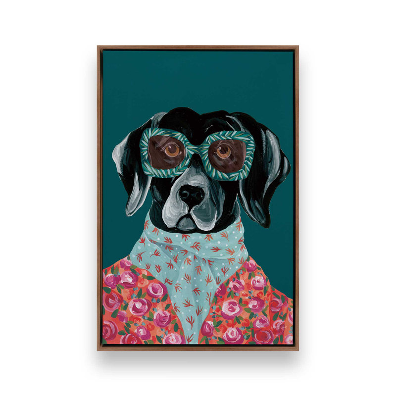 «Dashing Labrador» par Yvette St. Amant, reproduction d'art, H 48 po x l 36 po, Brun, Cadre flottant