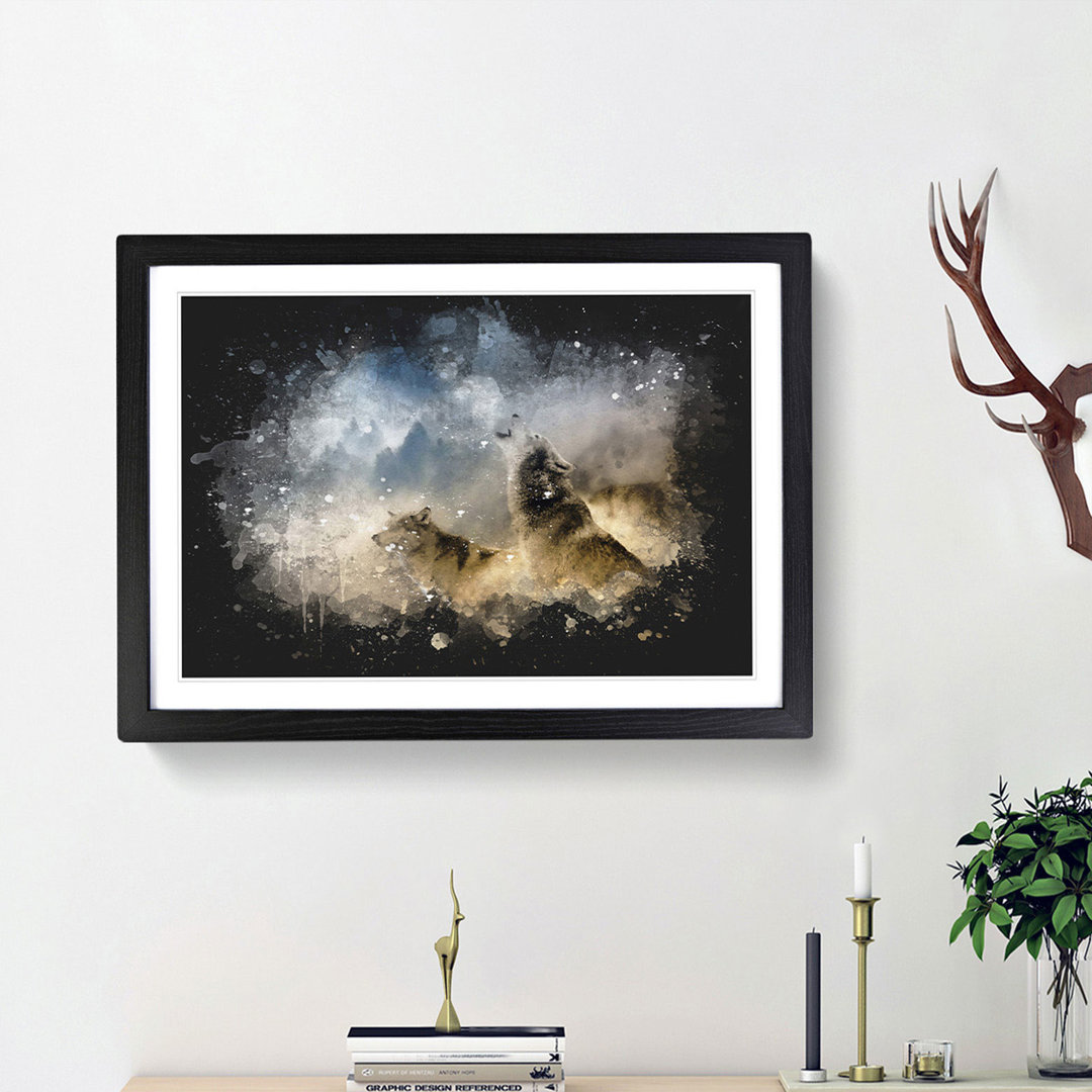 Wolves Howling in the Forest - Picture Frame Painting Print