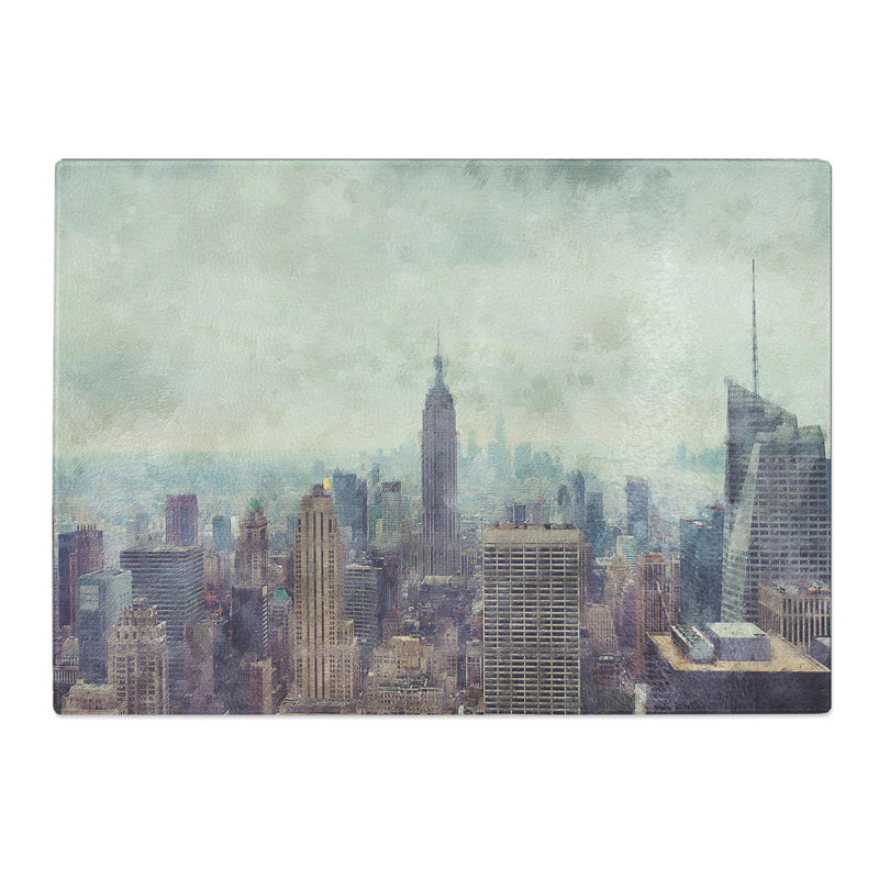New York Skyline Vol.4 Painting Chopping Board, 0.4cm H x 28.5cm W x 39cm L